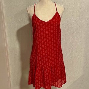 Old Navy Red V-Neck Spaghetti Strap Dress with Racer Back and White Detailing